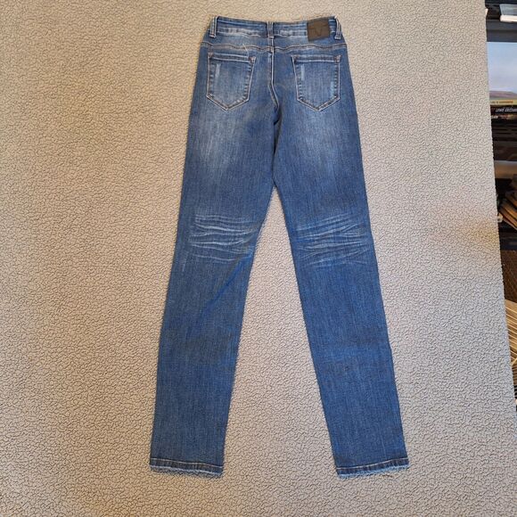 L&B LUCKY & BLESSED Jeans Boyfriend Stretch Denim‎ Blue Pants Distressed Size 2 - Picture 7 of 10